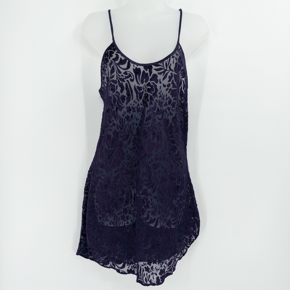 Vintage 90s Velvet Burnout Slip Dress Womens S Purple Whimsigoth Witchy Fairy